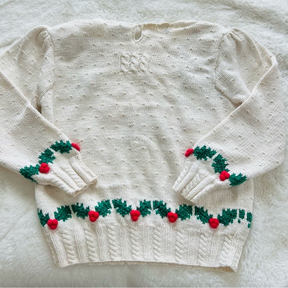 Vintage Red Bow Ugly Christmas Pullover Size M. Knitted by hand. - Picture 12 of 15